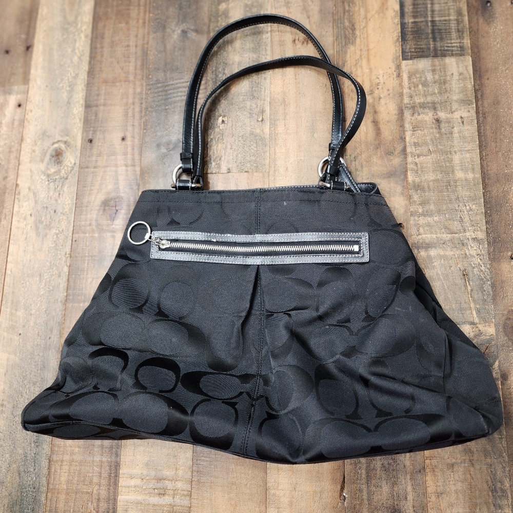 Authentic Black Coach Purse Tote Handbag Large